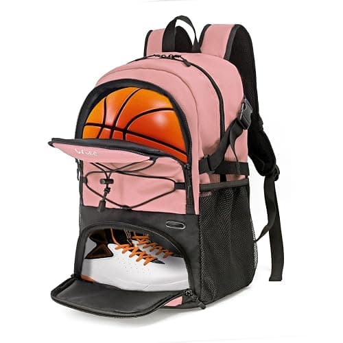 WOLT Basketball Backpack Large Sports Bag with Separate Ball Holder & Shoes Compartment, Best for Basketball, Soccer,Gym - Lightpink - Image 1