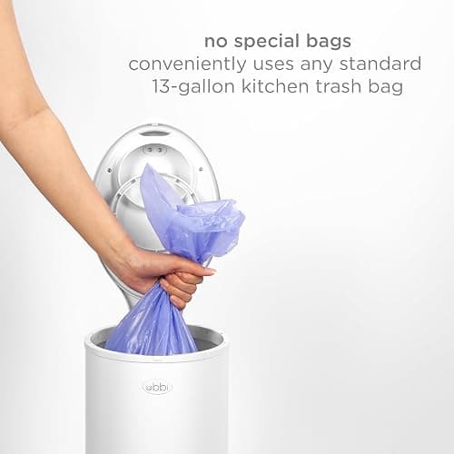Ubbi Steel Diaper Pail, Odor Locking, No Special Bag Required, Award-Winning, Registry Must-Have, White thumbnail 4