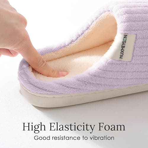 HUXMEYSON Slippers for Women, Warm Memory Foam Comfy House Slippers with Anti-Skid Rubber Sole for Indoor and Outdoor thumbnail 5