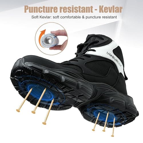 Hogent Steel Toe Shoes for Women Men Wide Non Slip Composite Work Sneakers Indestructible Comfortable Safety Tennis Shoes Lightweight Breathable Construction Sneakers Puncture Proof Ergonomic Design thumbnail 3