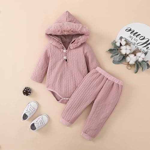MIEKISA Baby Clothing Sets Girls Hooded Long Sleeve Romper and Pants Outfit Infant Clothing layettes thumbnail 2