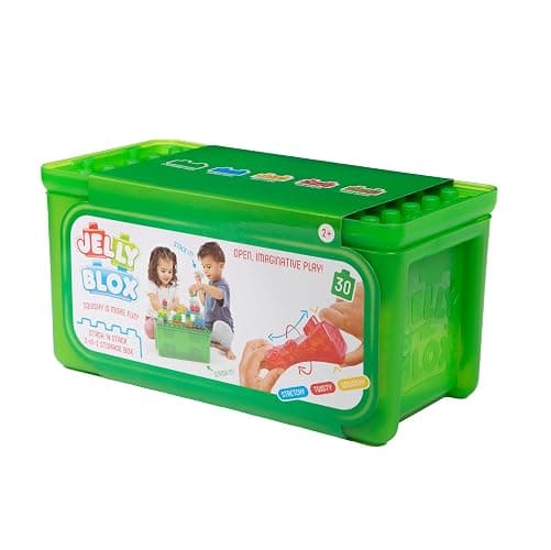 Jelly Blox Stash 'N Stack 2-in-1 Storage Case Including 30 Blocks | Toddler & Preschool Building Blocks Kids Can Squeeze & Stretch | Safety Tested & Ouch-Free | Tactile, Sensory Play Toy for Ages 2+ thumbnail 9