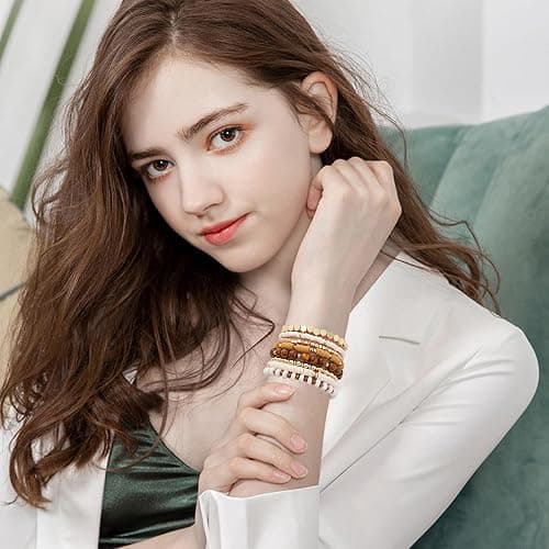 GOOJIDS Surfer Heishi Clay Bead Bracelets for Women Bohemian Stackable Gold Plated Beaded Stretch Bracelets Elastic Layering Friendship Bracelets Set Boho Jewelry thumbnail 5