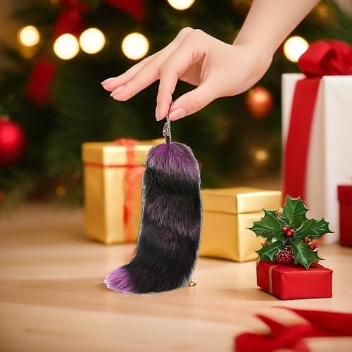 Iivos Fluffy Therian fox Tail Keychain - Soft Fur, Realistic Colors, Durable, Perfect for Cosplay, Renaissance Fairs thumbnail 6