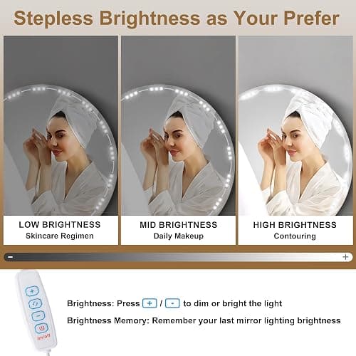 LPHUMEX LED Vanity Mirror Lights, 3 Color 20pcs*3LEDS 12V Hollywood Style Makeup Lights Stick on, Bright Dimmable with Power Adapter (Mirror Not Included) thumbnail 3