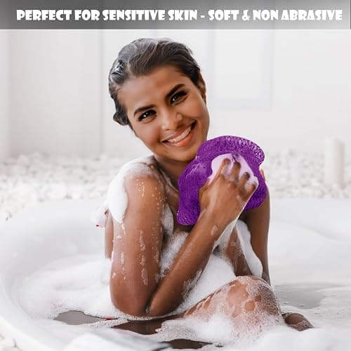 SubSahara African Net Sponge Authentic - 2 Pieces Exfoliating Scrubber for All Skin Types, Ideal for Face & Body Daily Use, Durable, Gentle Exfoliation (Blue & Purple) thumbnail 6