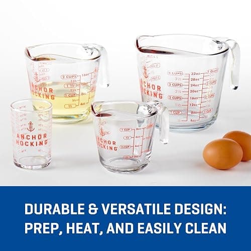 Anchor Hocking Glass Measuring Cups, 4 Piece Set (5 Ounce, 1 Cup, 2 Cup, 4 Cup liquid measuring cups) thumbnail 3