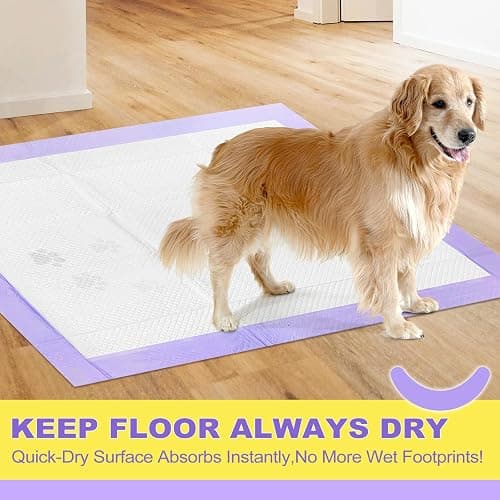 MIZOK Puppy Pads 28x34in Lavender Scented, Dog Pee Pads Extra Large Odor Eliminating Ultra Absorbent Up to 8 Cups, 6 Layers Leak-Proof & Quick-Dry Purple (40 Counts) thumbnail 6