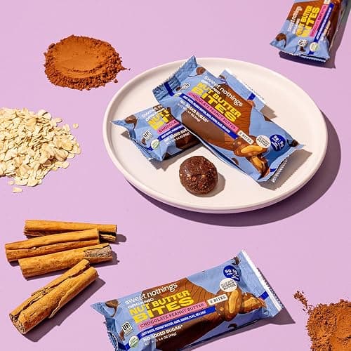 Sweet Nothings, Chocolate, USDA Organic Nut Butter Bites Protein Bar, Nut & Date Snack, Filled with Peanut Butter, 12-2 Bite Value Packs - No Added Sugar, Plant Based, Vegan, Only 7 Ingredients thumbnail 7