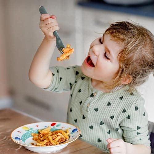 12 Pieces Toddler Utensils Set, Plastic Spoons and Forks Set for Kids, Children Safe Flatware, Plastic Reusable Cutlery, BPA Free, Dishwasher Safe thumbnail 2