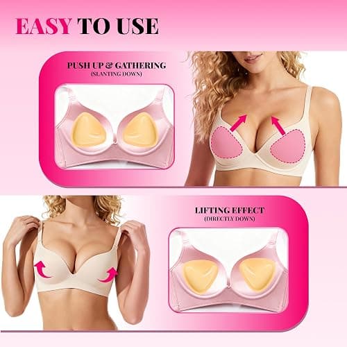 LAZYROSY Double Sided Sticky Bra Ultra Boost Inserts Pads Reusable Push Up Lift Self Adhesive Bra Pads for Bikini Swimsuit thumbnail 5
