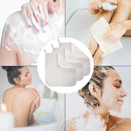 Exfoliating Washcloth (3 Pack), Shower Cloth for Body and Face Exfoliator Scrubber, Two Sides Exfoliate Shower Rag Wash Cloths Nylon Cotton Loofah Sponge Scrub Towel estropajos para el cuerpo thumbnail 6