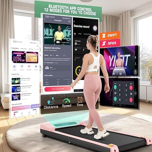 Walking Pad Treadmill 300 Lb Capacity Portable Treadmills for Home Office Under Desk Treadmill with App & Remote Control, LED Display/Ultra-Quiet/Installation-Free thumbnail 2