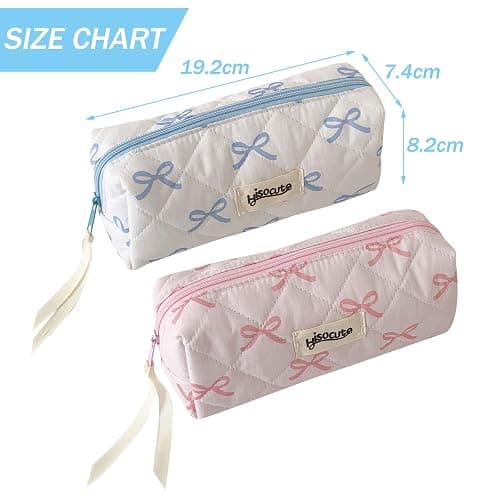 EDLMKM 2Pcs Pencil Case, Pen Pouch, Makeup Bag, Bow Pencil Pouch with Zipper, Pencil Case for Girls, Portable Makeup Bag Stationery Pouch for Stationery, Toiletries, Makeup, Travel & Office thumbnail 3