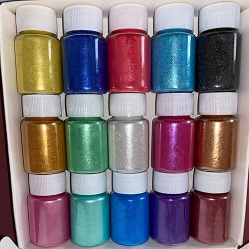 15 Bottles Slime & Candle Mica Powder, Resin Color Pigment, Epoxy Resin, Lip Gloss, Natural Powder Pigment - no label - 15 Bottles thumbnail 8