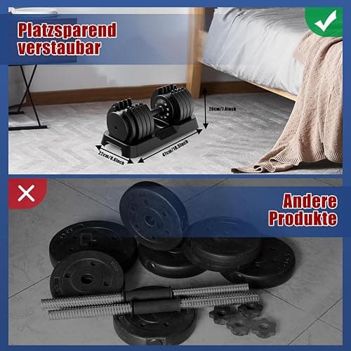 DH FitLife 25kg verstellbare Hanteln 4 bis 25 KG mit 10 Gewichtsstufen, Kurzhanteln Hanteln Set mit Hantelscheiben, Variable Gewichte 10 in 1 thumbnail 4