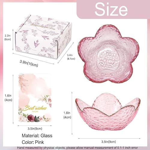 Gifts for Women Pink Flower Ring Dish Glass Jewelry Dish Jewelry Tray Cute Vanity Organizer Room Decor Aesthetic Nightstand Bathroom Decor Trinket Dish Ring Holder Dish Jewellery Tray Valentine's Gift thumbnail 3