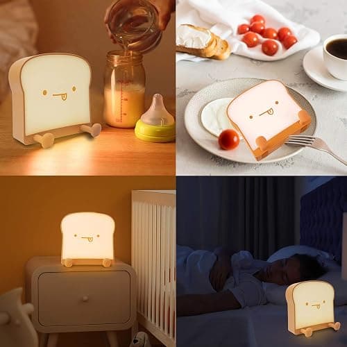 QANYI Cute Night Light Toast Bread LED Night lamp with Rechargeable, Portable Bedroom Bedside Bed lamp Christmas Gifts Ideas for Tween Teenage Teenager Teens Girls Boys Women thumbnail 7