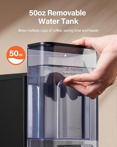 SHARDOR Single Serve Coffee Maker 2.0, Hot and Iced Coffee Machine for K Cup Pods & Ground Coffee, 6 to 14 oz Brew Sizes, 50 oz Removable Water Tank, Bold Brew Setting, Stainless Steel, Black thumbnail 7