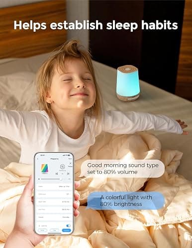 Baby Sound Machine, Momcozy White Noise Machine for Baby Sleeping with Night Light, Toddler Sleep Trainer with 34 Soothing Sounds, Timer, App Remote Control, Personal Sleep Routine(Wood Grain) thumbnail 8