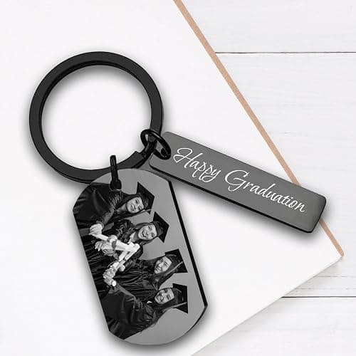 Blireana Personalized Drive Safe Keychain, Custom Couple Photo Keychain, Free Engraved KeyChain. thumbnail 3