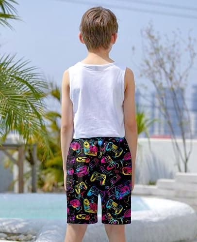 uideazone Boys Teens Swim Trunks Quick Dry Waterproof Surfing Board Shorts Drawstring Elastic Waist with Mesh Lining 5-14T - 11-12 Years - A-game Console thumbnail 7