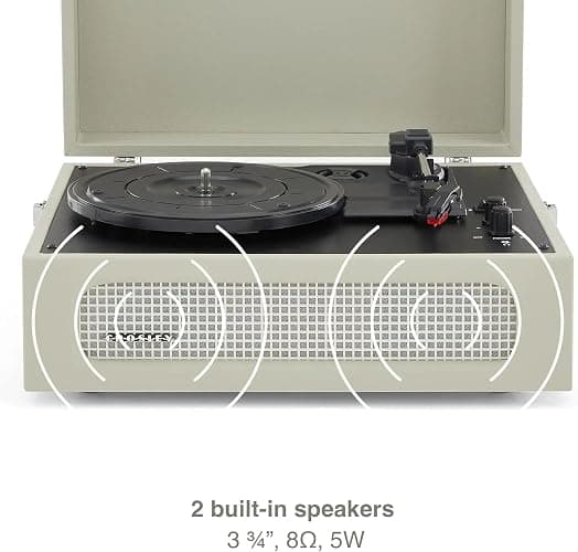 Crosley Voyager Portable Turntable - Bluetooth Record Player, 3-Speed Suitcase Vinyl Player, Home Turntables for Vinyl Records, Built in Stereo Speakers & Bluetooth Receiver, AUX Input, Dune thumbnail 7