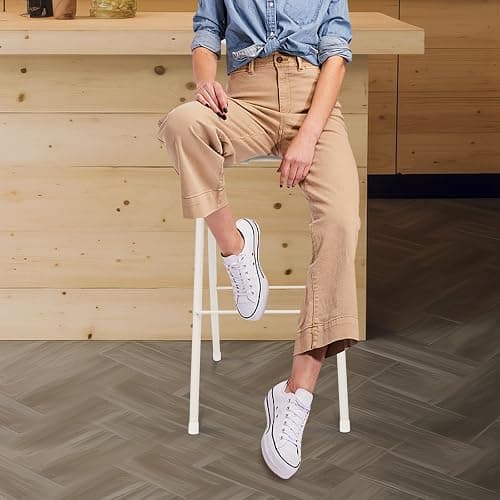 GSHIOIO Folding Bar Stool with Backrest, 29 Inch Leather Padded Counter Height Foldable Stool Portable Tall Foldable Chair 275LBS for Gardening Outdoor Kitchen Camping Shop Cafe (White, 1 Pack) thumbnail 8