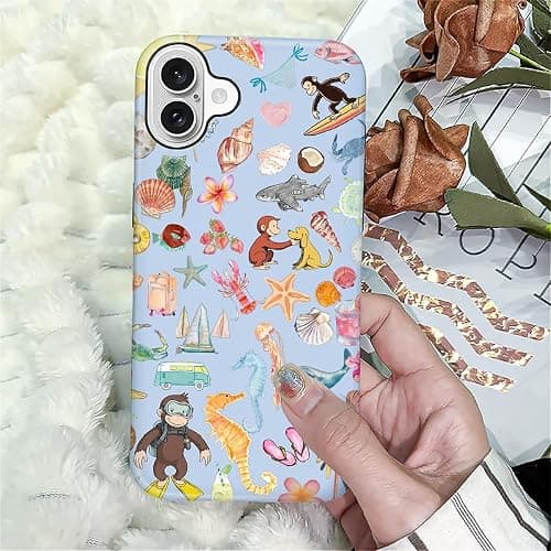 CARLOCA Case for iPhone 16,Monkey Summer Beach Shell Design Hybrid Dual Protection Soft TPU + Hard PC, Shockproof & Anti-Scratch Cover Men Women Stylish Protective Phone Case thumbnail 7