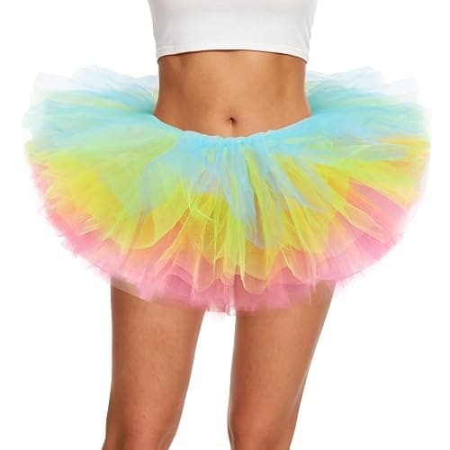 Tutu for Women Adults 5 Layered Tutus Skirts Fluffy Cute Tulle Tutu Skirts Halloween Christmas 80s Outfit for Women - Image 1