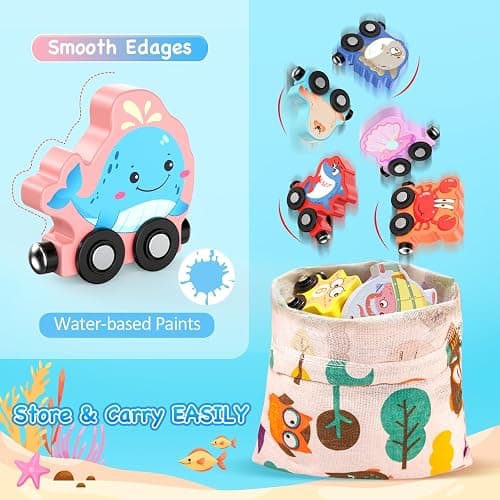 Zeoddler Toys for Toddlers, 11 Magnetic Wooden Sea Animals Train Set, Montessori Toys for Toddlers, Educational Activities for Kids, Birthday Gifts for Boys, Girls thumbnail 5