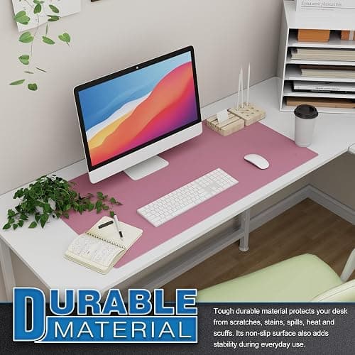 K KNODEL Large Office Leather Desk Mat, Mouse and Keyboard Pad, Computer and Laptop Mat, Desktop Protector and Cover, Writing Pad and Blotter (31.5"x15.7", Purple) thumbnail 5