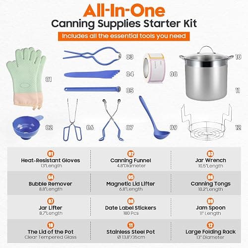 HOMKULA Stainless Steel Canning Pot with Rack and Lid, Large Water Bath Canner, Full Home Canning Supplies Starter Kit, Compatible with Induction and Glass Top Stoves (27.5 Quarts, Blue) thumbnail 6