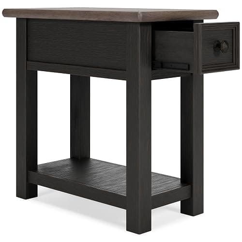 Signature Design by Ashley Tyler Creek Chair Side End Table, Plank-styled Top, Smooth-gliding Drawer, Wood, 14.13" W x 24.13" D x 24.13" H, Light Brown & Whitewash thumbnail 8