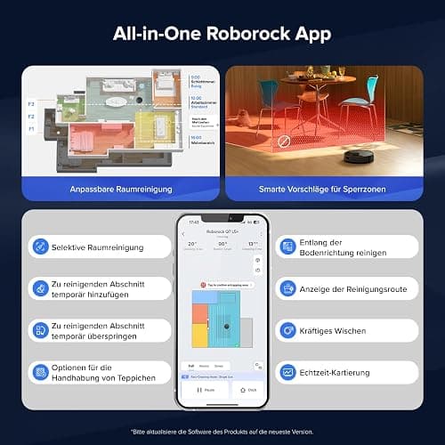 roborock Q7 L5+ Saugroboter mit Wischfunktion, Automatischer Staubentleerung, Dual Anti-Tangle System, 8.000 Pa Saugkraft, LiDAR-Navigation,Wischroboter für Teppich, Tierhaare, APP Steuerung(Schwarz) thumbnail 8