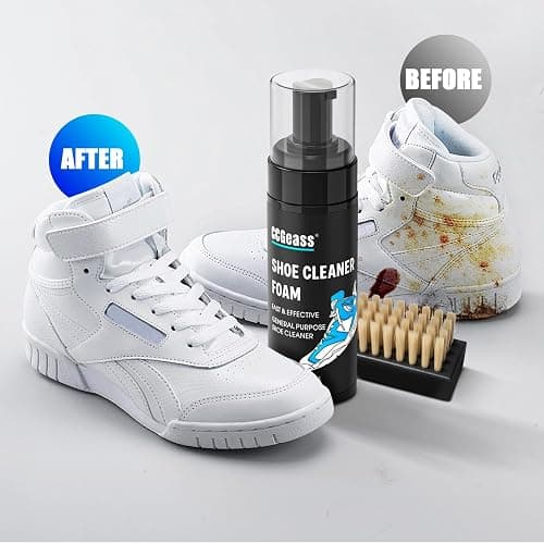 CCGeass Shoe Cleaner Kit Sneaker Cleaner, Deep Clean yet Gentle Pro Concentrated Foam Formula with 2 Brush & Microfiber Towel, Safe Shoe Care Set for white shoe, Suede, Leather, Canvas, Mesh & More thumbnail 5