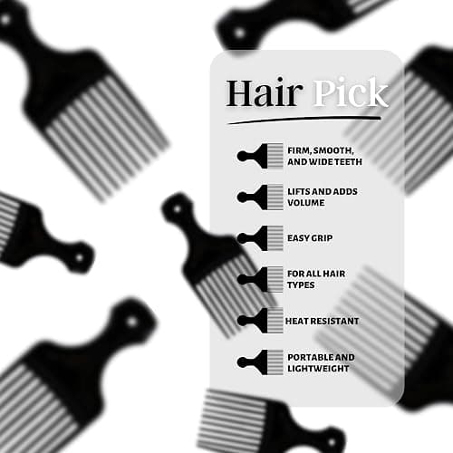 Vakly Afro Hair Pick Comb 5.25 in (4 Pack) – Wide Tooth Lift Picks for Curly, Thick, and Natural Hair, Plastic Detangling Comb for Volume, Wigs, and Beards thumbnail 3