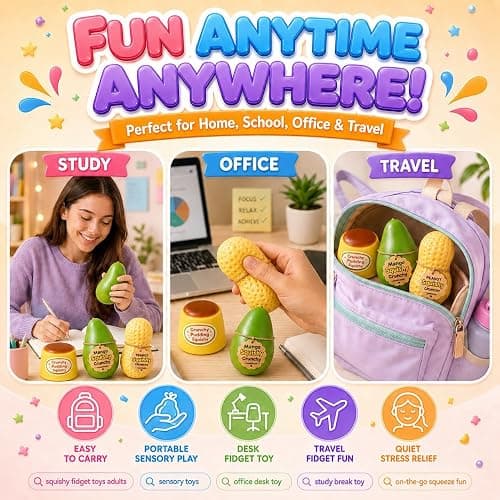 3 Crunchy Squishy Pack,Squishy Fidget Toys Adults,Slow Rising Squishy Toys | Crunchy Peanut Squishy Stress Balls for Adults,Crunchy Peanut Squishy&Crunchy Mango Squishy&Pudding Squishy Kit thumbnail 3