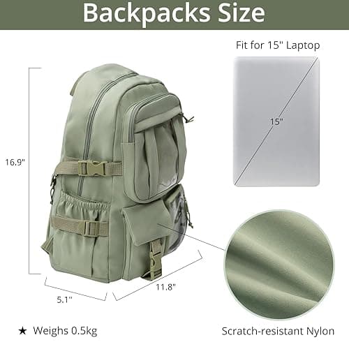 AoMoon Kawaii Backpack Lovely Pastel Rucksack for Teen Girls Aesthetic Student Bookbags with Kawaii Pin and Cute Accessories (Green-C) - Green-c thumbnail 2