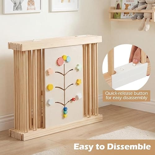 INFANS Wooden Baby Playpen with Adjustable Size & Shape, 8 Panels, Child Proof Lock, Easy to Assemble, 63" x 63" Portable Play Yard for Babies Toddlers thumbnail 6
