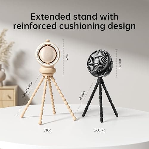 JISULIFE Baby Stroller Fan Portable, Small Battery Operated Fan, Car Seat Fan with 100 Speeds, Air Purify and Air Enhance Tech, Bladeless, Food-Grade Gifts Fan for Outdoor, Treadmill, Golf - Brown thumbnail 2