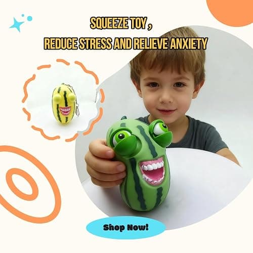 2 PCS Squishy Watermelon Stress-Relief Fidget Toys, Mini Cute Squeeze Toys， Perfect for Office Desk Toys, Party Decorations, Various Bag Fillers (Yellow and Green) thumbnail 4
