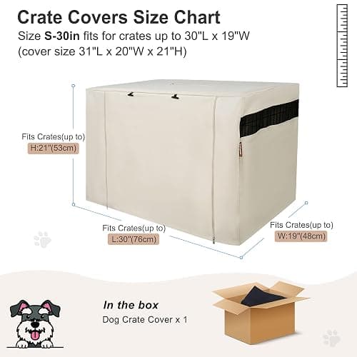 HiCaptain 30-Inch Dog Crate Cover with Mesh, Waterproof Kennel Cover, Beige | Breathable mesh, dual zip panels and durable fabric resist wind rain and UV rays; fits 30 x 19 x 21-inch crates; cover only thumbnail 5