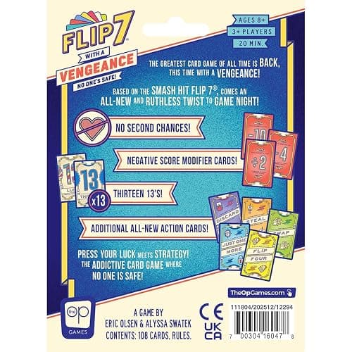 Flip 7: With a Vengeance Gioco di Carte | Gioco Standalone Press Your Luck | Carte Azione Take-That | Gioco Veloce per Famiglia e Party da 8 Anni thumbnail 4
