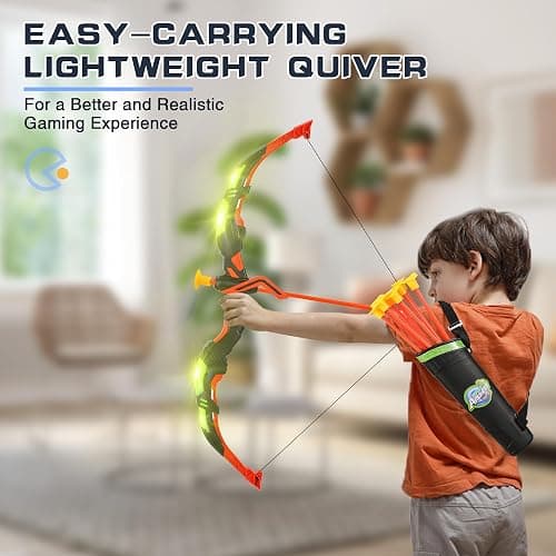 Bow and Arrow Set for Kids, 2-Pack LED Light Up Archery Set with 20 Suction Cup Arrows, Indoor and Outdoor Toy for Boys Girls Age 4-8 8-12 with Standing Target&2 Quivers, Birthday Gift 3-12 Years Old thumbnail 6