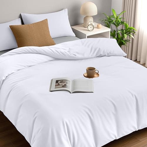 Utopia Bedding Duvet Quilt Cover Set with Pillow cases, Double - Soft Microfibre Polyester (White) - Image 1