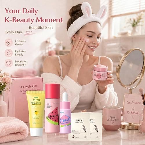 Fruit Skincare Gift Set for Women & Teenage Girls - 9PCS Face Care Set with Cleanser, Toner, Serum, Moisturiser, Eye & Face Masks, Spa Headband, Hydrating Pamper Skincare Set Gift thumbnail 5