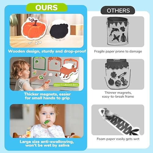 JoyCat Wooden Fridge Magnets for Toddlers, 50PCS Magnetic Color Sorting Refrigerator Toys, Farm & Zoo Animal Magnets for Kids, Baby Educational Learning Gifts for 2, 3, 4, 5 Year Olds thumbnail 5