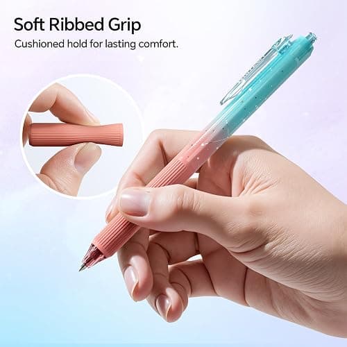 WRITECH Gel Pens Bold Point: 1.0mm Black Ink Retractable 4ct Smooth Writing with Aesthetic Gradient Color Barrel for Journaling Note Taking Silent Click No Smear Nebula Pen Set thumbnail 4