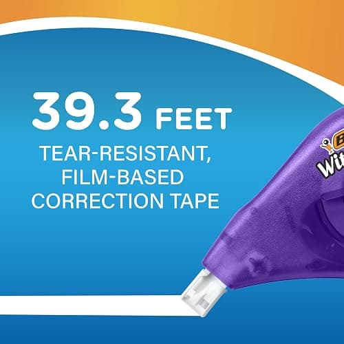 BIC Wite-Out EZ Correct Tear-Resistant Correction Tape with 39.3 ft of Tape, 10-Count Pack in White thumbnail 3
